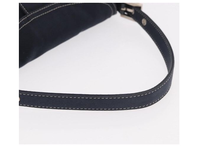 FENDI Mamma Baguette Shoulder Bag Canvas Navy Silver Auth 187625V Silvery Navy blue - view 7