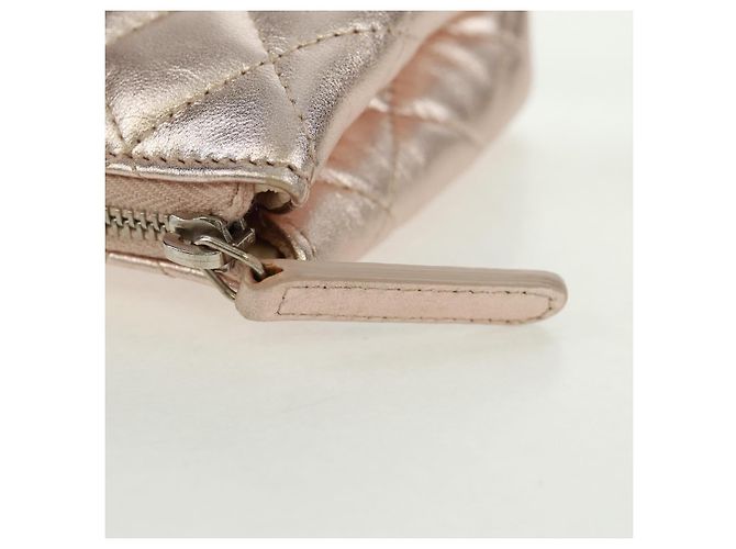 CHANEL Matelasse Pouch Lamb Skin Pink Silver CC Auth 166350SAM Argento Rosa - vista 13