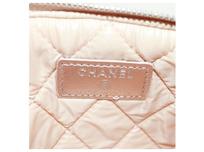 CHANEL Matelasse Pouch Lamb Skin Pink Silver CC Auth 166350SAM Argento Rosa - vista 14