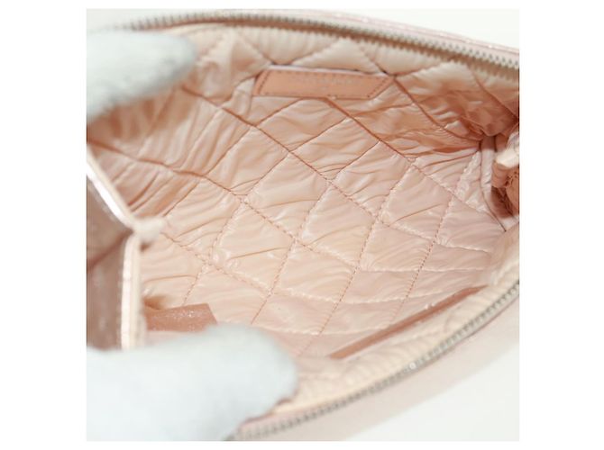 CHANEL Matelasse Pouch Lamb Skin Pink Silver CC Auth 166350SAM Argento Rosa - vista 15