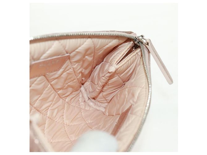 CHANEL Matelasse Pouch Lamb Skin Pink Silver CC Auth 166350SAM Argento Rosa - vista 16
