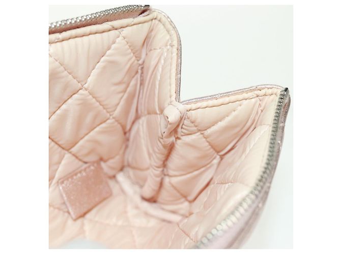CHANEL Matelasse Pouch Lamb Skin Pink Silver CC Auth 166350SAM Argento Rosa - vista 17