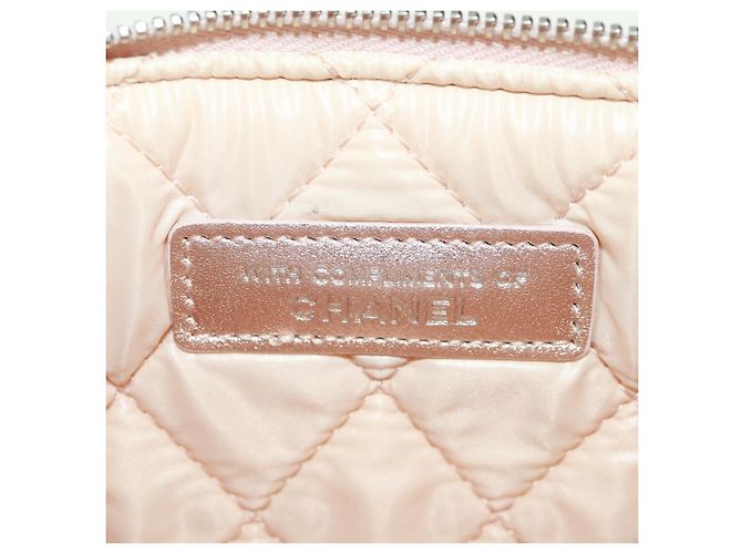 CHANEL Matelasse Pouch Lamb Skin Pink Silver CC Auth 166350SAM Argento Rosa - vista 18