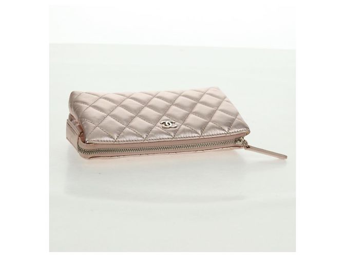 CHANEL Matelasse Pouch Lamb Skin Pink Silver CC Auth 166350SAM Argento Rosa - vista 6
