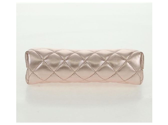 CHANEL Matelasse Pouch Lamb Skin Pink Silver CC Auth 166350SAM Argento Rosa - vista 7