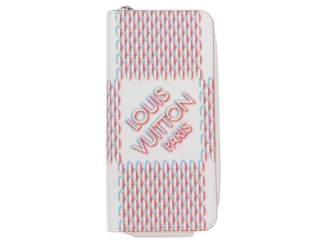 LOUIS VUITTON Damier Spray Zippy Wallet Vertical White M81403 LV Auth 126654SM Bianco - vista 13