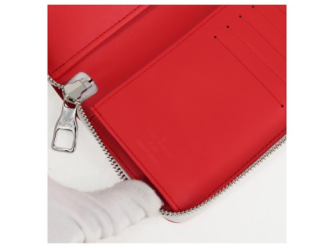 LOUIS VUITTON Damier Spray Zippy Wallet Vertical White M81403 LV Auth 126654SM Bianco - vista 19