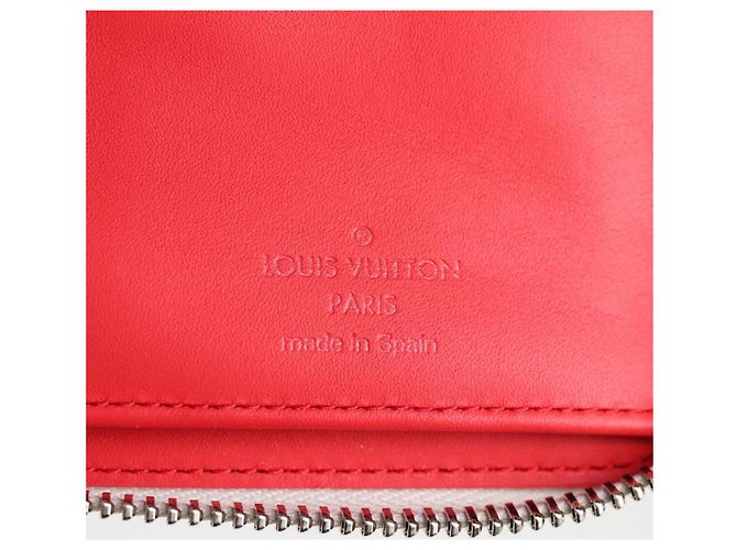 LOUIS VUITTON Damier Spray Zippy Wallet Vertical White M81403 LV Auth 126654SM Bianco - vista 21