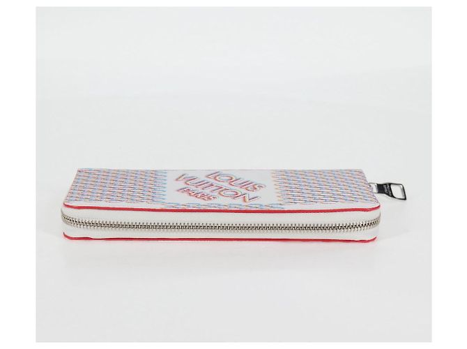 LOUIS VUITTON Damier Spray Zippy Wallet Vertical White M81403 LV Auth 126654SM Bianco - vista 3