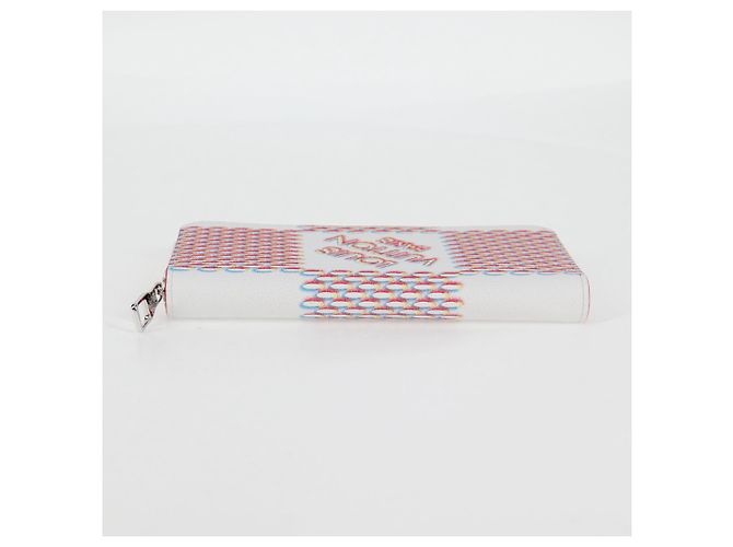 LOUIS VUITTON Damier Spray Zippy Wallet Vertical White M81403 LV Auth 126654SM Bianco - vista 4