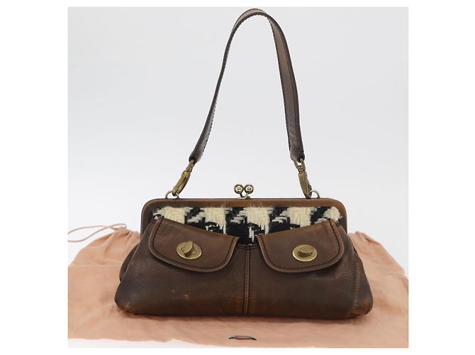 Borsa Miu Miu in pelle marrone argento Auth 179018V - vista 26