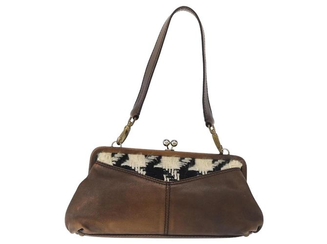 Borsa Miu Miu in pelle marrone argento Auth 179018V - vista 4