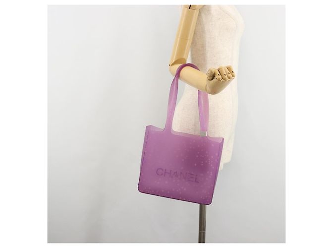 CHANEL Tote Bag Gummi Lila CC Authentisch 183664 - Ansicht 19