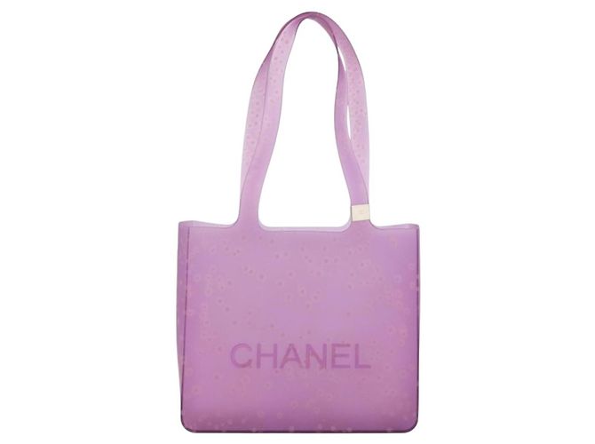 CHANEL Tote Bag Gummi Lila CC Authentisch 183664 - Ansicht 2