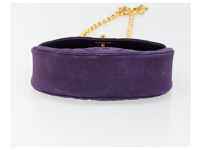 Borsa a Spalla CHANEL con Catena Satin Viola Oro CC Auth 185314 D'oro Porpora - vista 10