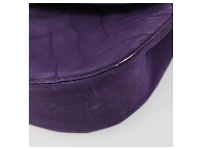 Borsa a Spalla CHANEL con Catena Satin Viola Oro CC Auth 185314 D'oro Porpora - vista 11
