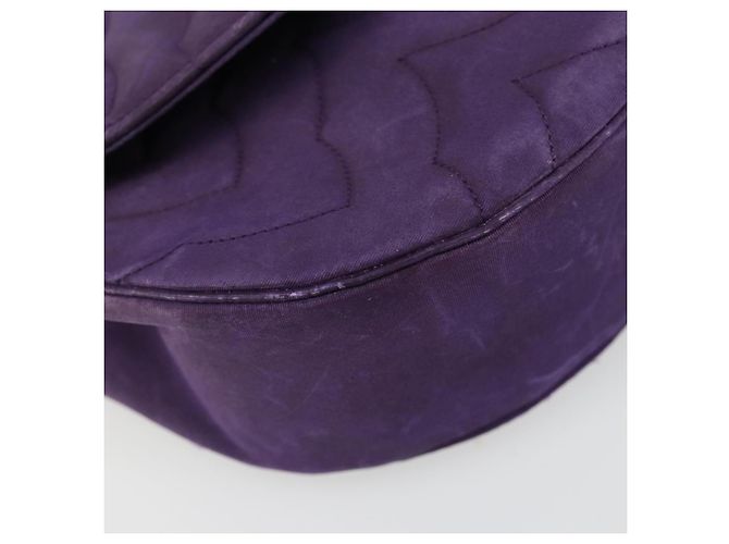 Borsa a Spalla CHANEL con Catena Satin Viola Oro CC Auth 185314 D'oro Porpora - vista 12