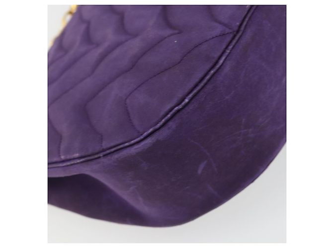 Borsa a Spalla CHANEL con Catena Satin Viola Oro CC Auth 185314 D'oro Porpora - vista 14