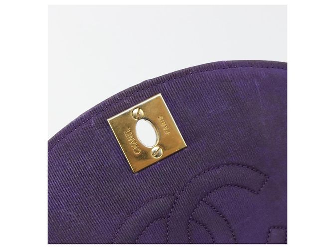 Borsa a Spalla CHANEL con Catena Satin Viola Oro CC Auth 185314 D'oro Porpora - vista 17