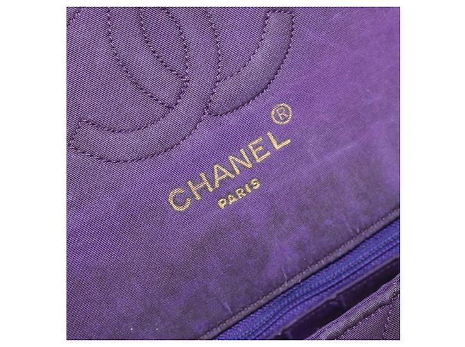 Borsa a Spalla CHANEL con Catena Satin Viola Oro CC Auth 185314 D'oro Porpora - vista 18