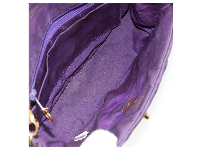 Borsa a Spalla CHANEL con Catena Satin Viola Oro CC Auth 185314 D'oro Porpora - vista 19