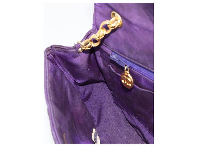Borsa a Spalla CHANEL con Catena Satin Viola Oro CC Auth 185314 D'oro Porpora - vista 21