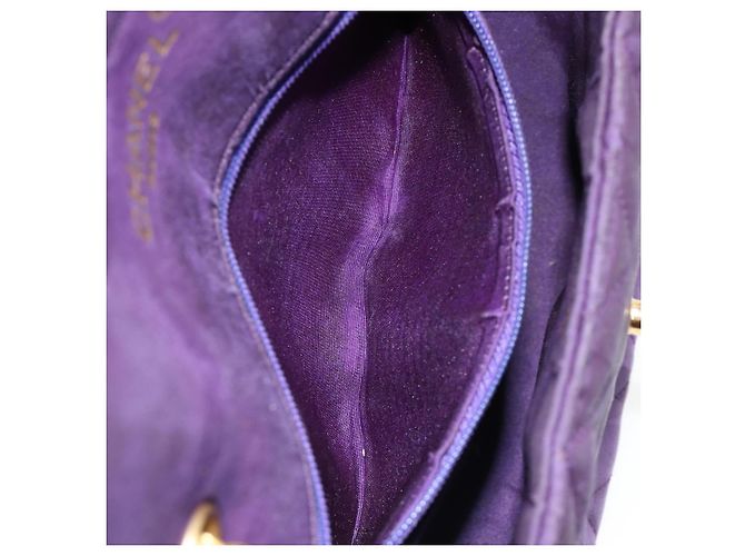 Borsa a Spalla CHANEL con Catena Satin Viola Oro CC Auth 185314 D'oro Porpora - vista 23