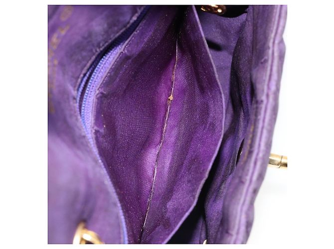 Borsa a Spalla CHANEL con Catena Satin Viola Oro CC Auth 185314 D'oro Porpora - vista 24