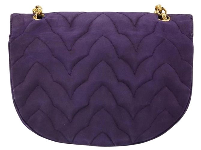 Borsa a Spalla CHANEL con Catena Satin Viola Oro CC Auth 185314 D'oro Porpora - vista 3