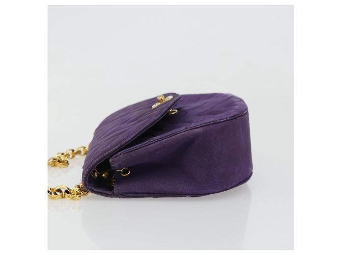 Borsa a Spalla CHANEL con Catena Satin Viola Oro CC Auth 185314 D'oro Porpora - vista 5