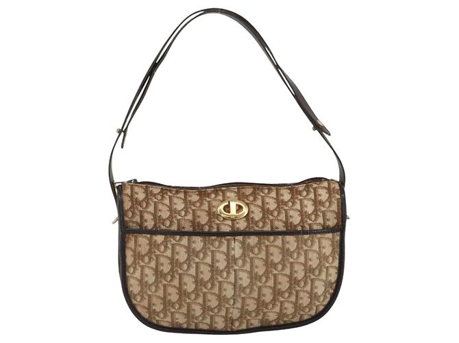 Borsa a tracolla Christian Dior Trotter Canvas Beige Oro Autentica LNZ423 - vista 2