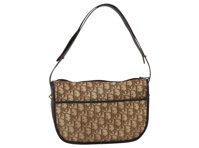Borsa a tracolla Christian Dior Trotter Canvas Beige Oro Autentica LNZ423 - vista 3