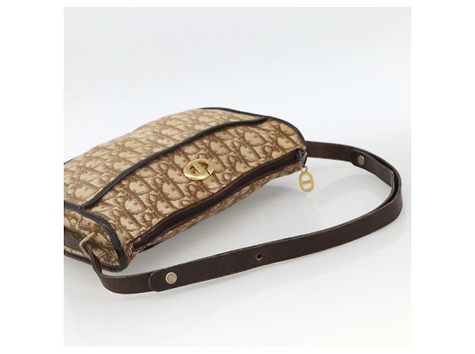 Borsa a tracolla Christian Dior Trotter Canvas Beige Oro Autentica LNZ423 - vista 7