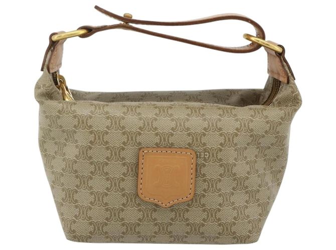 Céline Pochette CELINE Macadam Canvas PVC Beige Oro Auth 176668A D'oro - vista 2