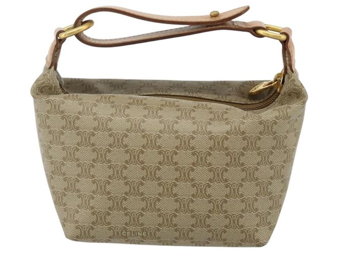 Céline Pochette CELINE Macadam Canvas PVC Beige Oro Auth 176668A D'oro - vista 3