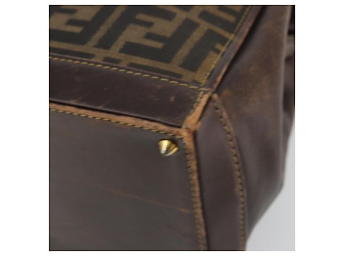 Borsa a Mano FENDI Zucca Canvas Nero Marrone Auth 177879 - vista 10