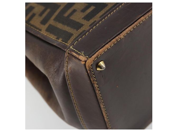 Borsa a Mano FENDI Zucca Canvas Nero Marrone Auth 177879 - vista 11