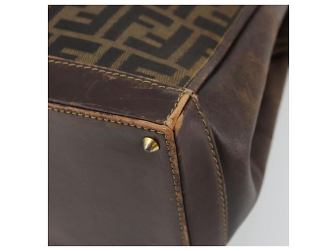 Borsa a Mano FENDI Zucca Canvas Nero Marrone Auth 177879 - vista 12