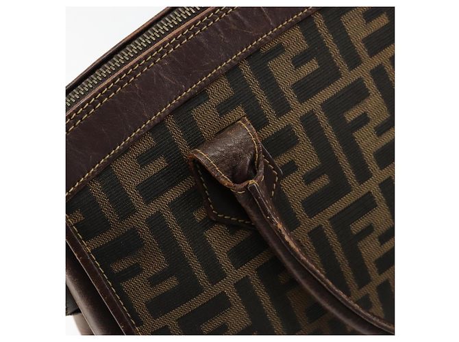 Borsa a Mano FENDI Zucca Canvas Nero Marrone Auth 177879 - vista 14