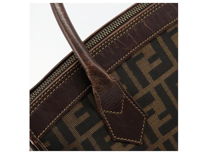 Borsa a Mano FENDI Zucca Canvas Nero Marrone Auth 177879 - vista 15