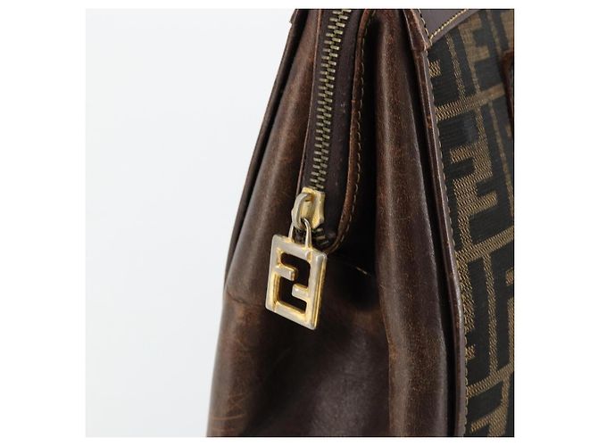 Borsa a Mano FENDI Zucca Canvas Nero Marrone Auth 177879 - vista 16