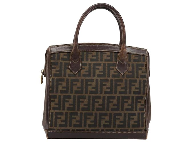 Borsa a Mano FENDI Zucca Canvas Nero Marrone Auth 177879 - vista 2