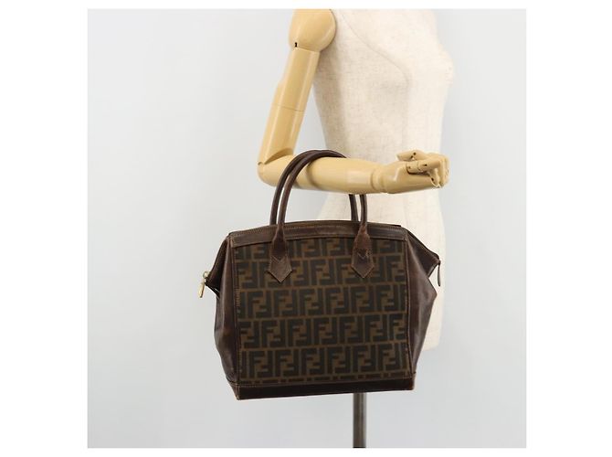 Borsa a Mano FENDI Zucca Canvas Nero Marrone Auth 177879 - vista 25