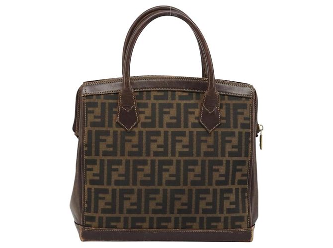 Borsa a Mano FENDI Zucca Canvas Nero Marrone Auth 177879 - vista 3