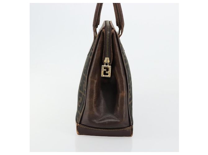 Borsa a Mano FENDI Zucca Canvas Nero Marrone Auth 177879 - vista 4