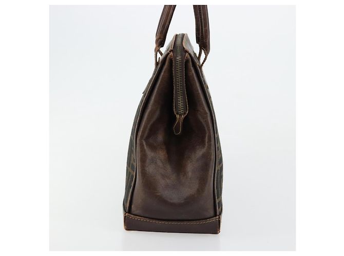 Borsa a Mano FENDI Zucca Canvas Nero Marrone Auth 177879 - vista 5