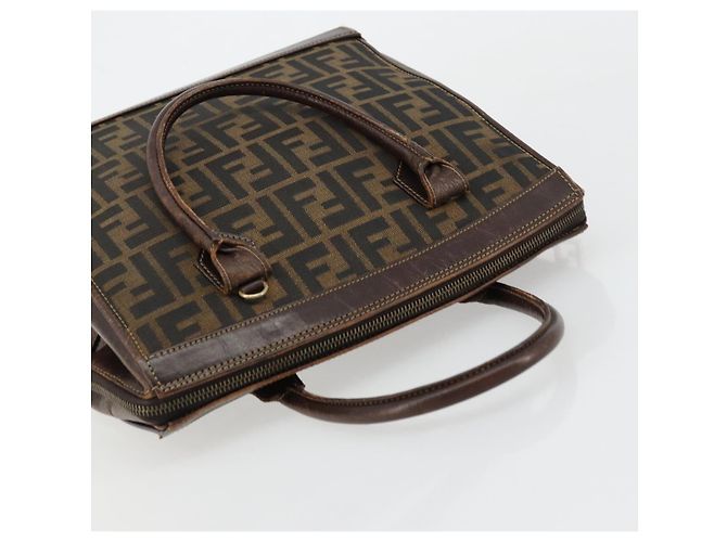 Borsa a Mano FENDI Zucca Canvas Nero Marrone Auth 177879 - vista 6