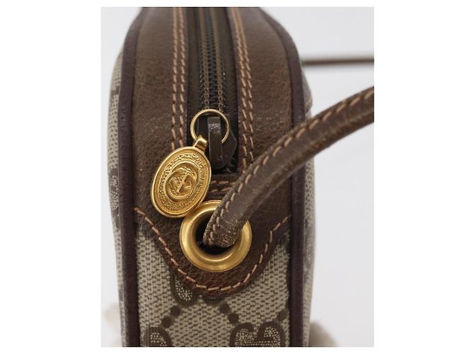 GUCCI GG Supreme Web Sherry Line Bag PVC Outlet 007 754 6112 4030 Auth 179036 Beige D'oro - vista 14