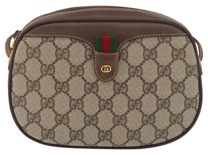 GUCCI GG Supreme Web Sherry Line Bag PVC Outlet 007 754 6112 4030 Auth 179036 Beige D'oro - vista 2