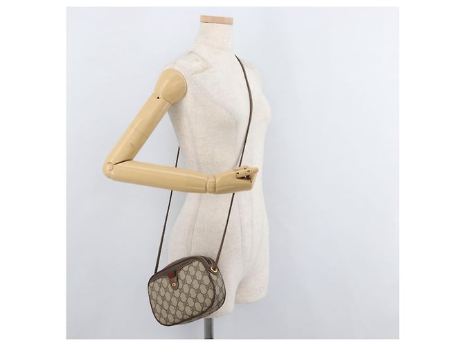 GUCCI GG Supreme Web Sherry Line Bag PVC Outlet 007 754 6112 4030 Auth 179036 Beige D'oro - vista 21